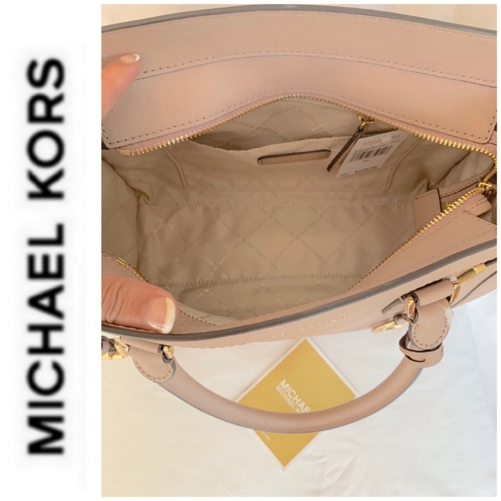 SOLD NWT authentic MK leather Dillon satchel fawn - Picture 6 of 7